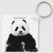 Cute Panda Beer Animal Pattern Custom Name Kind Sleutelhanger (Achterkant)