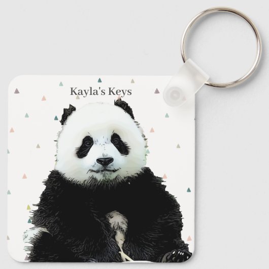Cute Panda Beer Animal Pattern Custom Name Kind Sleutelhanger (Achterkant)