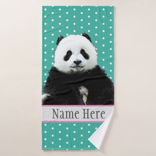 Cute Panda Beer Animal Wild Name Badhanddoek (Badhanddoek)
