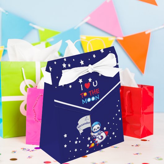 Cute Panda Beer Astronaut on Rocket Ship Kinder Bedankdoosjes