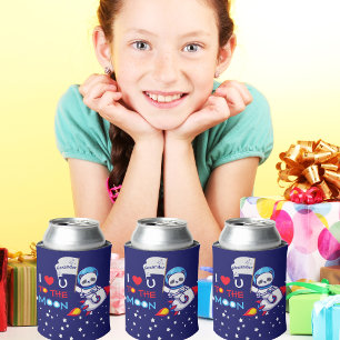 Cute Panda Beer Astronaut on Rocket Ship Kinder Blikjeskoeler