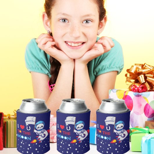 Cute Panda Beer Astronaut on Rocket Ship Kinder Blikjeskoeler