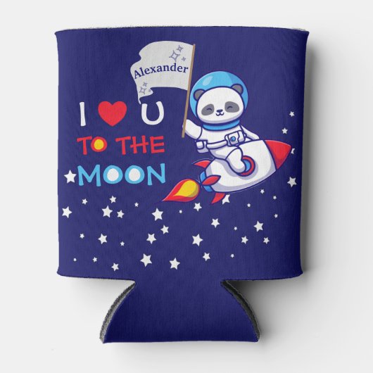 Cute Panda Beer Astronaut on Rocket Ship Kinder Blikjeskoeler (Voorkant)