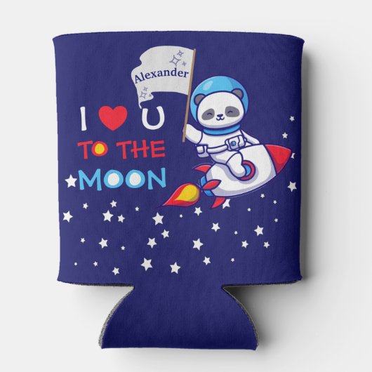 Cute Panda Beer Astronaut on Rocket Ship Kinder Blikjeskoeler (Achterkant)