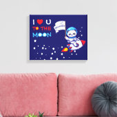 Cute Panda Beer Astronaut on Rocket Ship Kinder Canvas Afdruk (Insitu (Woonkamer))