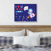 Cute Panda Beer Astronaut on Rocket Ship Kinder Canvas Afdruk (Insitu (Slaapkamer))