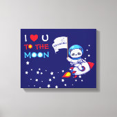 Cute Panda Beer Astronaut on Rocket Ship Kinder Canvas Afdruk (Voorkant)