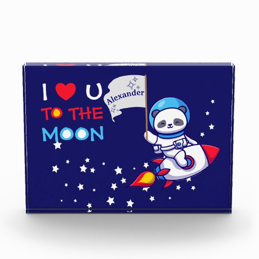 Cute Panda Beer Astronaut on Rocket Ship Kinder Fotoblokken (Voorkant)