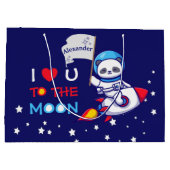 Cute Panda Beer Astronaut on Rocket Ship Kinder Groot Cadeauzakje (Achterkant)