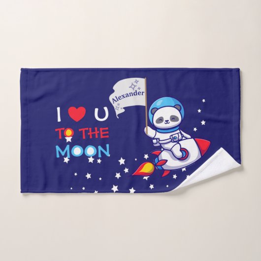 Cute Panda Beer Astronaut on Rocket Ship Kinder Handdoek (Handdoek)