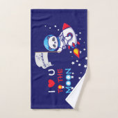Cute Panda Beer Astronaut on Rocket Ship Kinder Handdoek (Handdoek)