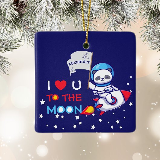 Cute Panda Beer Astronaut on Rocket Ship Kinder Keramisch Ornament