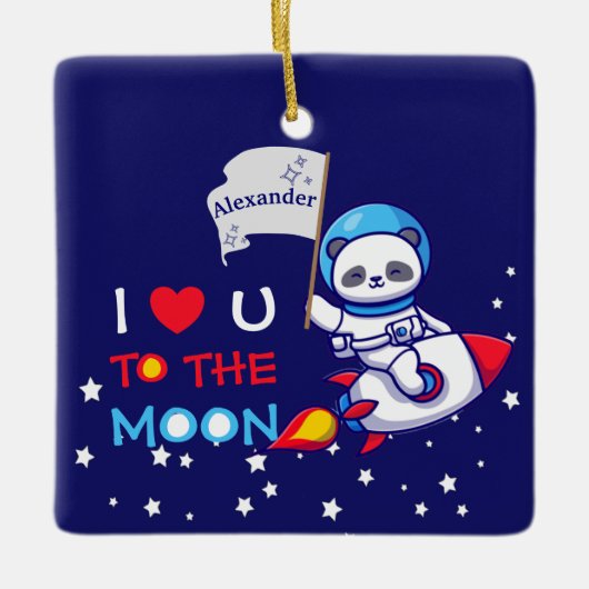 Cute Panda Beer Astronaut on Rocket Ship Kinder Keramisch Ornament (Voorkant)
