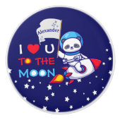 Cute Panda Beer Astronaut on Rocket Ship Kinder Keramische Knop (Voorkant)