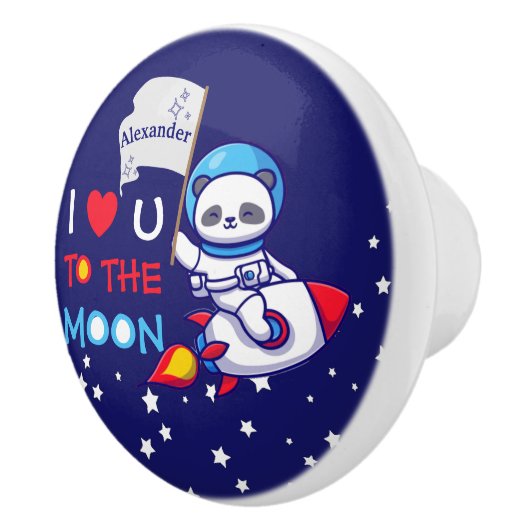 Cute Panda Beer Astronaut on Rocket Ship Kinder Keramische Knop (Rechts)