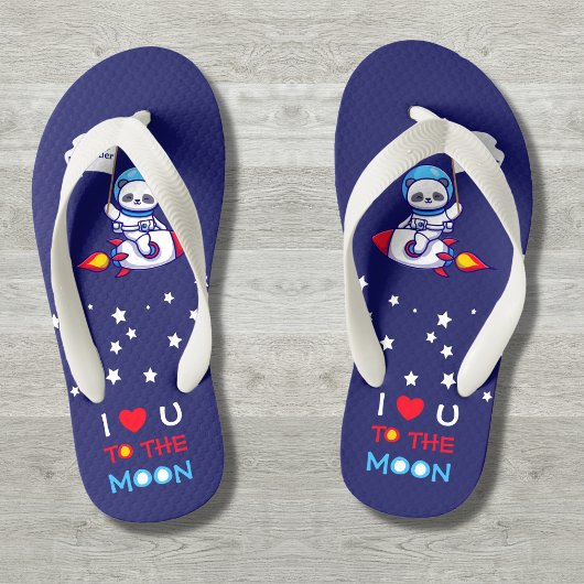 Cute Panda Beer Astronaut on Rocket Ship Kinder Kinder Teenslippers