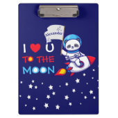 Cute Panda Beer Astronaut on Rocket Ship Kinder Klembord (Voorkant)