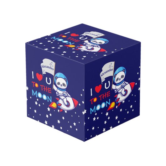 Cute Panda Beer Astronaut on Rocket Ship Kinder Kubus (Voorkant hoekig)