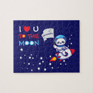 Cute Panda Beer Astronaut on Rocket Ship Kinder Legpuzzel