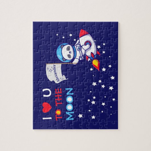 Cute Panda Beer Astronaut on Rocket Ship Kinder Legpuzzel (Verticaal)