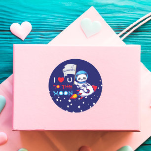 Cute Panda Beer Astronaut on Rocket Ship Kinder Ronde Sticker