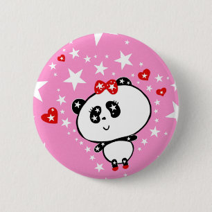 Cute Panda Beer Baby Girl Kawaii Art van LeahG Ronde Button 5,7 Cm