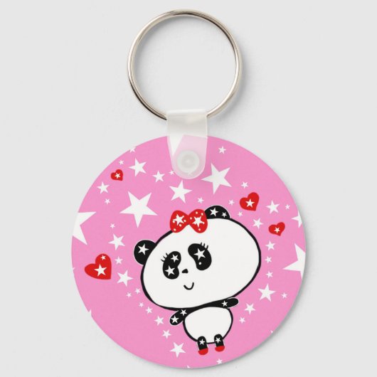 Cute Panda Beer Baby Girl Kawaii Art van LeahG Sleutelhanger (Voorkant)