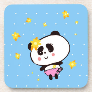 Cute Panda Beer Baby Kawaii Art van LeahG Bier Onderzetter