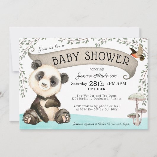 Cute Panda Beer Baby Shower Kaart (Voorkant)