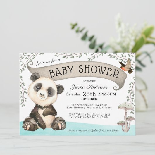 Cute Panda Beer Baby Shower Kaart (Staand voorkant)