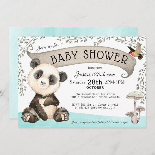 Cute Panda Beer Baby Shower Kaart (Voorkant / Achterkant)