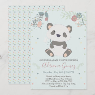 Cute Panda Beer Baby shower Uitnodiging