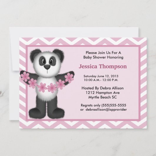 Cute Panda Beer Baby shower Uitnodiging (Voorkant)