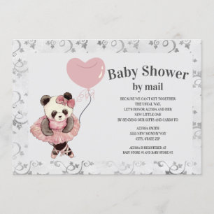Cute Panda Beer Ballerina Baby Girl Shower BY MAIL Kaart
