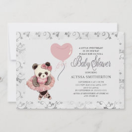 Cute Panda Beer Ballerina Baby Girl Shower Kaart
