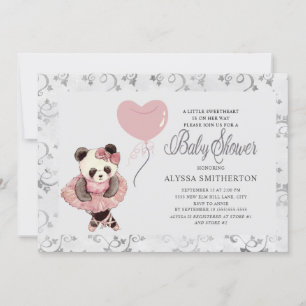Cute Panda Beer Ballerina Baby Girl Shower Kaart