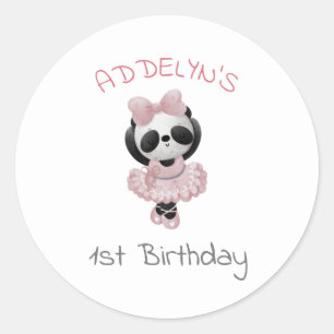 Cute Panda Beer Ballerina Child's eerste verjaarda Ronde Sticker