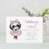 Cute Panda Beer Ballerina Pink 1e verjaardag Kaart (Staand voorkant)