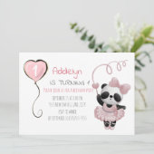 Cute Panda Beer Ballerina Pink 1e verjaardag Kaart (Staand voorkant)