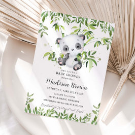 Cute Panda Beer Bamboe Groene Baby Shower  Kaart