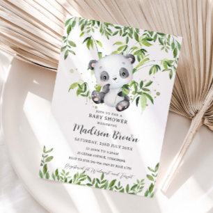 Cute Panda Beer Bamboe Groene Baby Shower Kaart