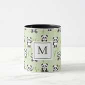 Cute Panda Beer Bamboe Kawaii Dieren Monogram Mok (Midden)