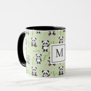 Cute Panda Beer Bamboe Kawaii Dieren Monogram Mok