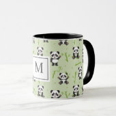 Cute Panda Beer Bamboe Kawaii Dieren Monogram Mok (Voorkant rechts)