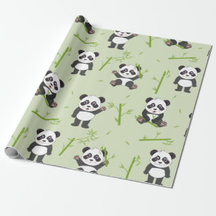 Cute Panda Beer Bamboe Kawaii Dieren Patroon Cadeaupapier
