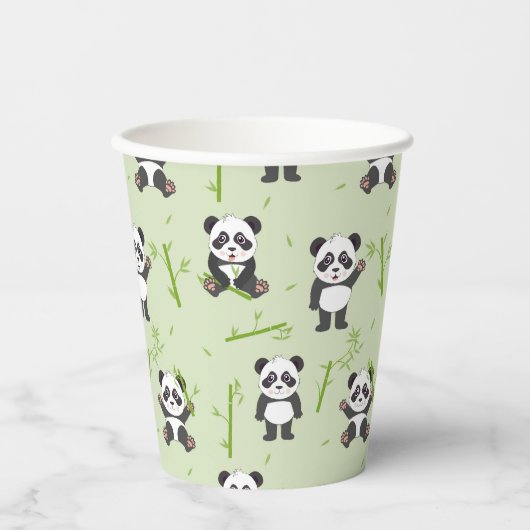 Cute Panda Beer Bamboe Kawaii Dieren Patroon Papieren Bekers (Voorkant)