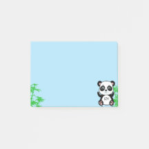 Cute Panda Beer & Bamboe op Lichtblauw