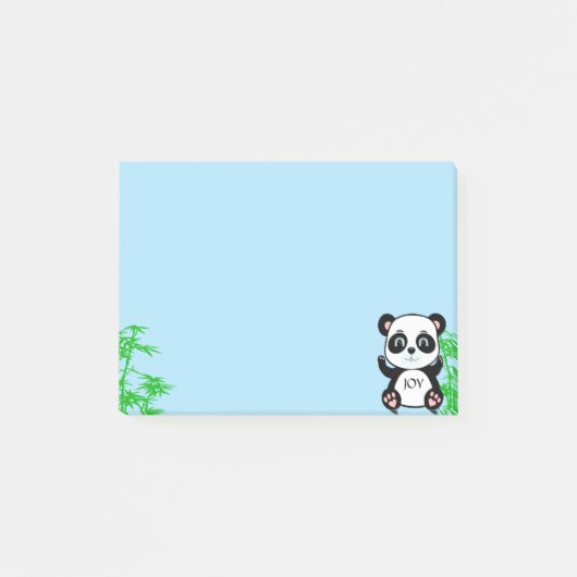 Cute Panda Beer & Bamboe op Lichtblauw Post-it® Notes (Voorkant)