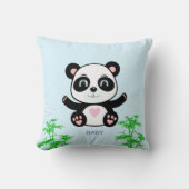 Cute Panda Beer & Bamboo op Light Blue Kussen (Voorkant)