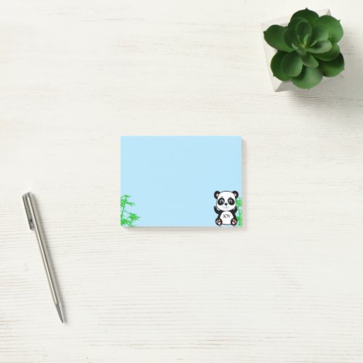 Cute Panda Beer & Bamboo op Light Blue Post-it® Notes (Kantoor)